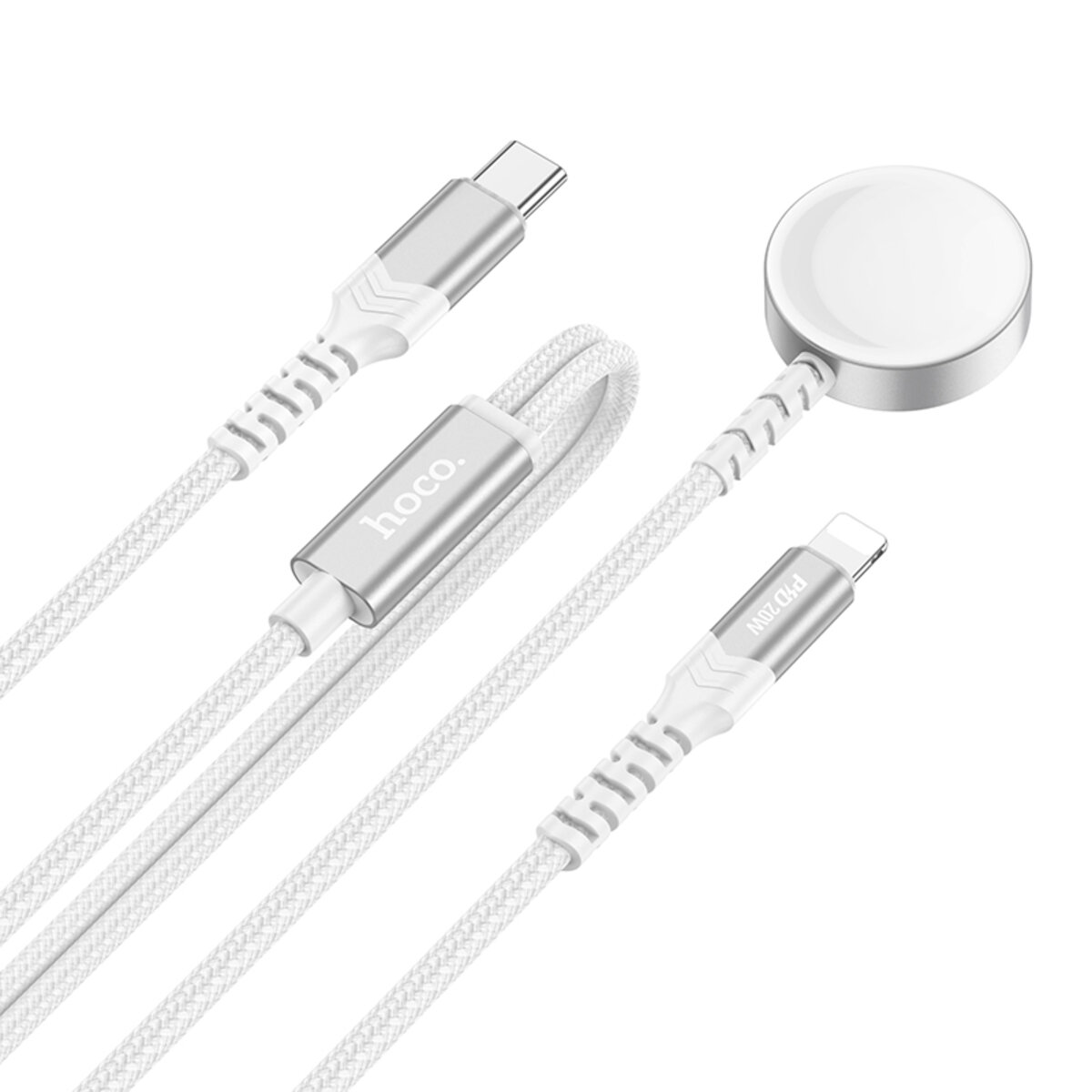 Бездротовий зарядний пристрій HOCO CW54 2-in-1 charging cable iP+iWatch White