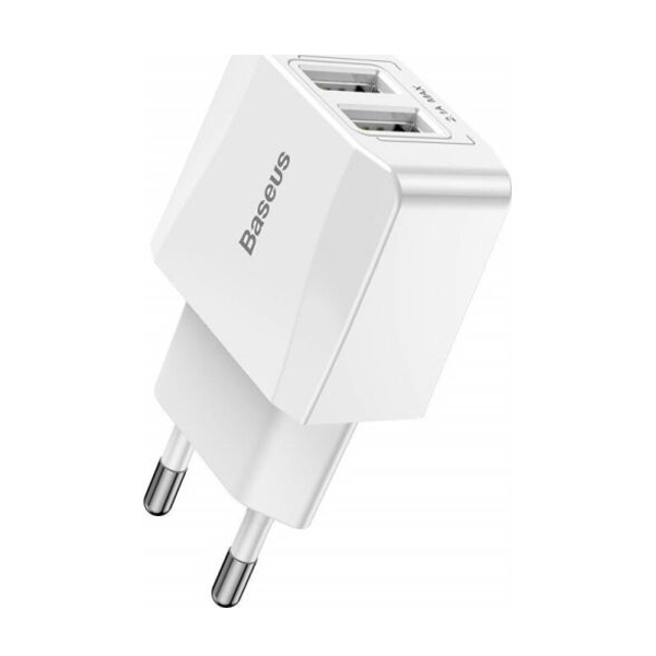 МЗП Baseus USB Wall Charger 2xUSB 2.1A Mini Dual-U White (CCALL-MN02)