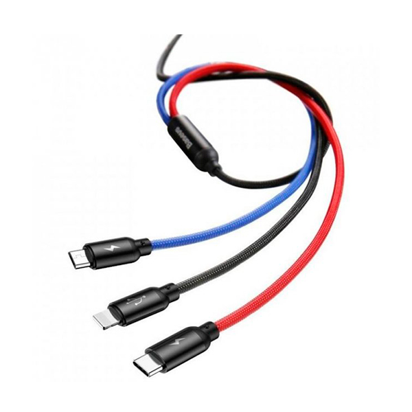 Кабель Baseus Three Primary Colors USB Type-C/Lightning/Micro USB 1.2m 3.5A (CAMLT-BSY01)