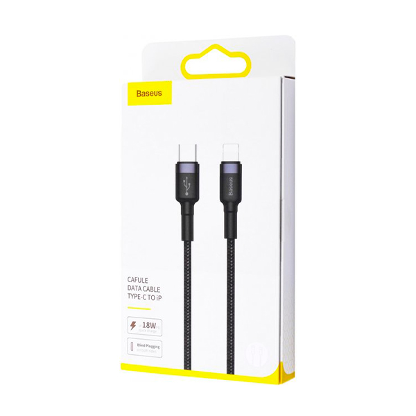 Кабель Baseus Cafule Cable USB Type-C to Lightning PD 20W 1m Black (CATLKLF-G1)