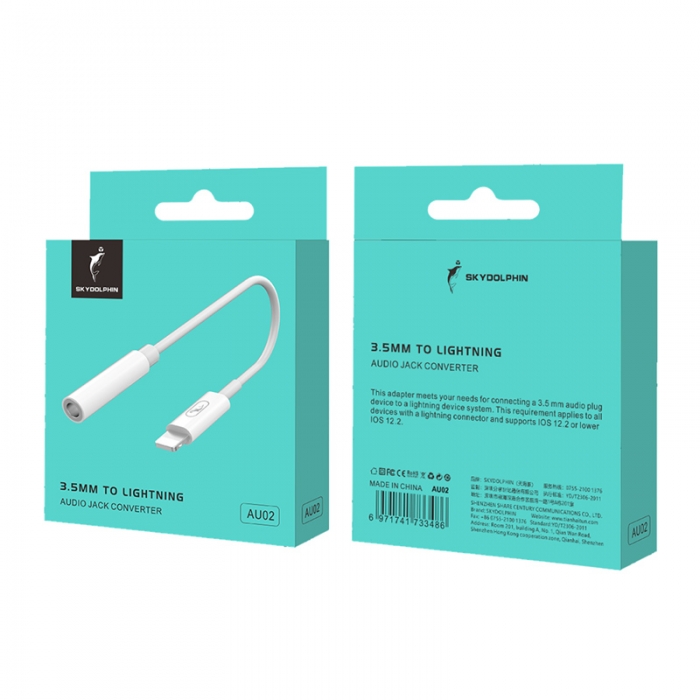 Перехідник SkyDolphin AU02 Lightning to 3.5mm White (ADPT-00017)