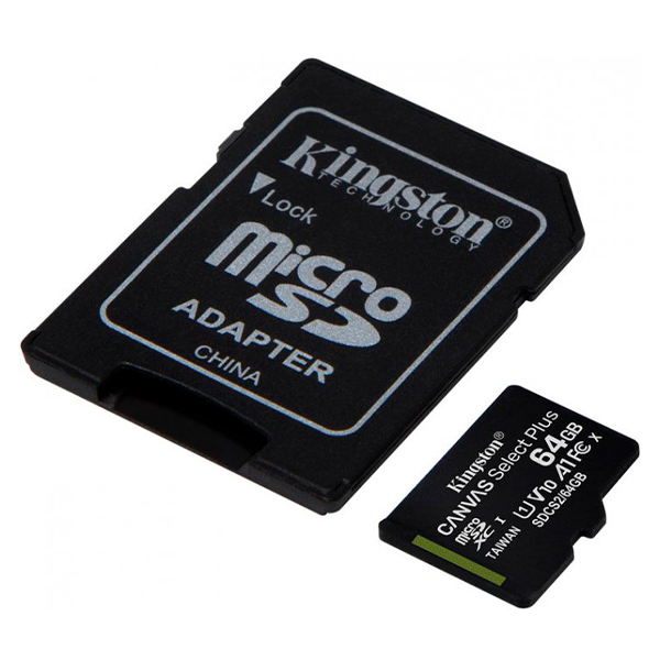 Карта пам'яті Kingston 64 GB microSDXC Class 10 UHS-I Canvas Select Plus + SD Adapter SDCS2/64GB