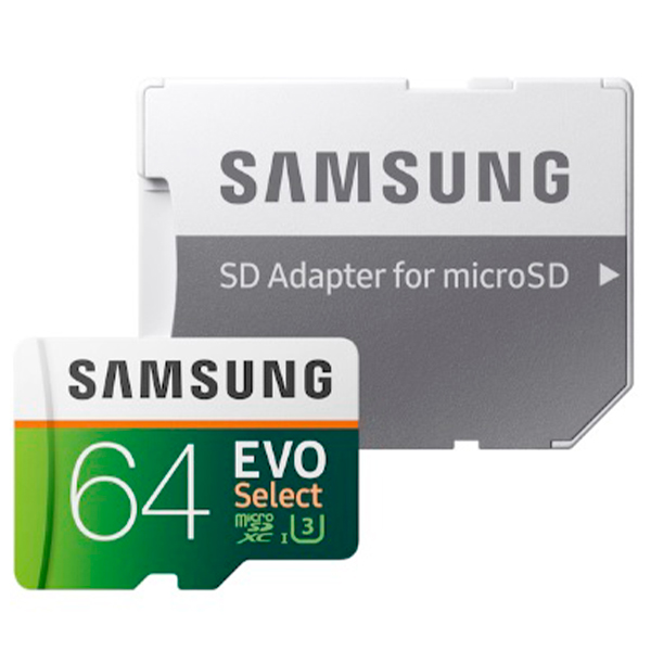 Карта пам'яті Samsung 64 GB microSDXC Class 10 EVO Select U3 + SD-adapter MB-ME64GA