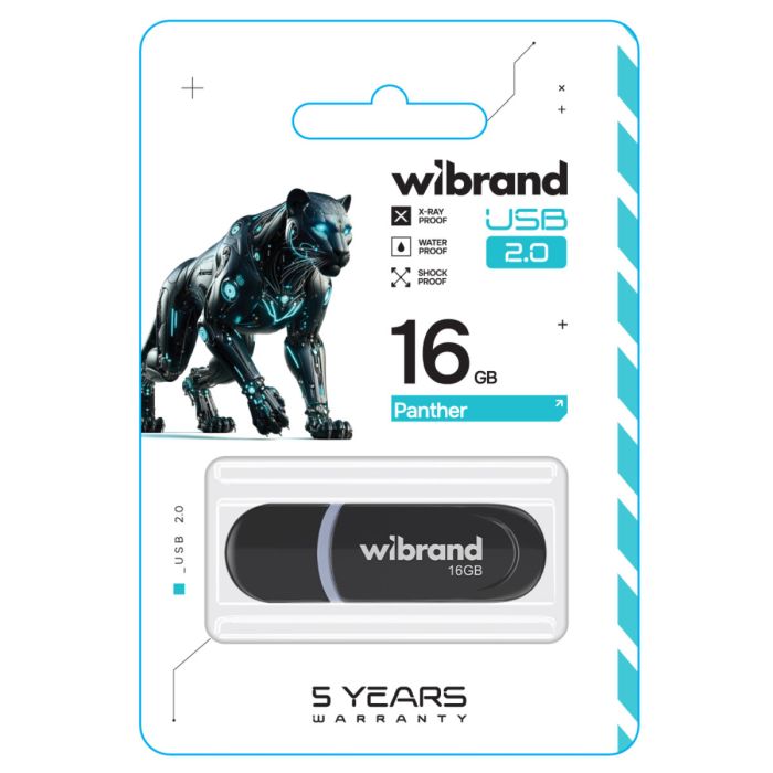Флешка Wibrand 16GB Panther USB 2.0 Black (WI2.0/PA16P2B)