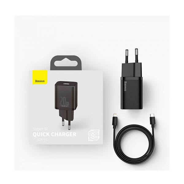 МЗП Baseus Super Silicone PD Charger 25W + Type-C to Type-C Black (TZCCSUP-L01)