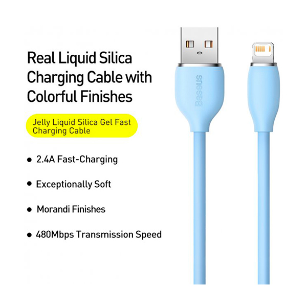 Кабель Baseus Jelly Liquid Silica Gel Lightning 2.4A 1.2m Blue (CAGD000003)