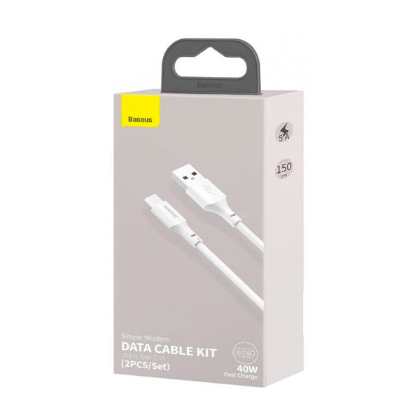 Кабель Baseus Simple Wisdom Data Cable Kit USB 3.0 Type-C 5A (2PCS/Set) White (TZCATZJ-02)