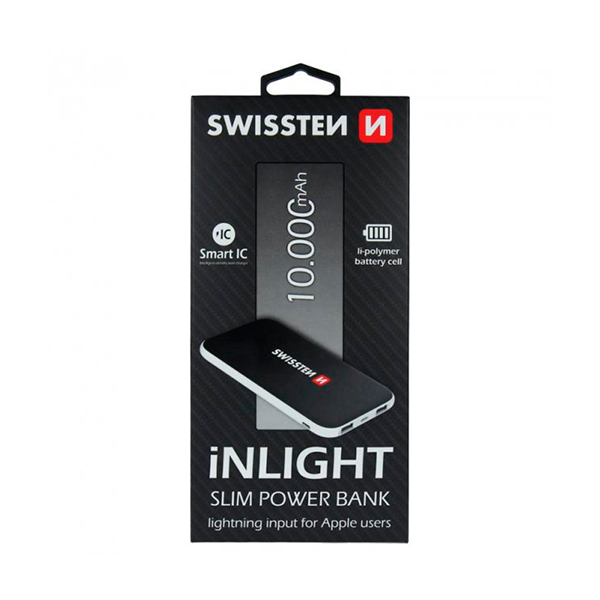 Внешний аккумулятор Swissten Inlight Slim 10000 mAh Black