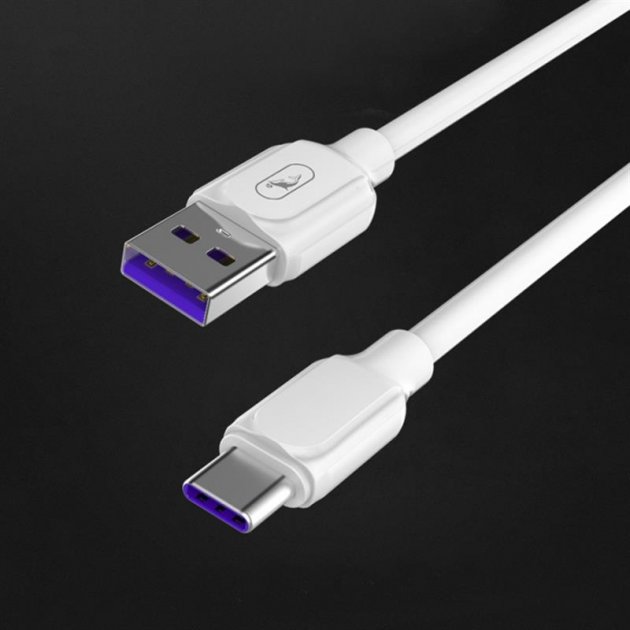 Кабель SkyDolphin S56T Super Fast TPE USB to USB Type-C 5A 1m White (USB-000572)