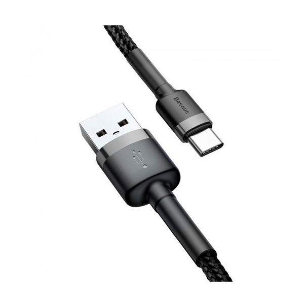 Кабель Baseus Cafule Cable USB Type-C 3A 0.5m Grey/Black (CATKLF-AG1)