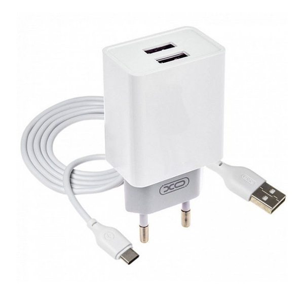 СЗУ XO L65 2USB 2.4A + Type-C White