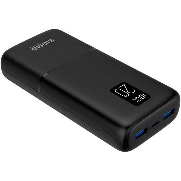 Зовнішній акумулятор Sigma mobile X-power SI20A2QL 20000mAh Type-C PD20W QC22,5W Black (4827798423813)