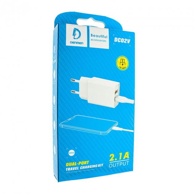 МЗП Denmen DC02V + Micro USB Cable 2.1A White