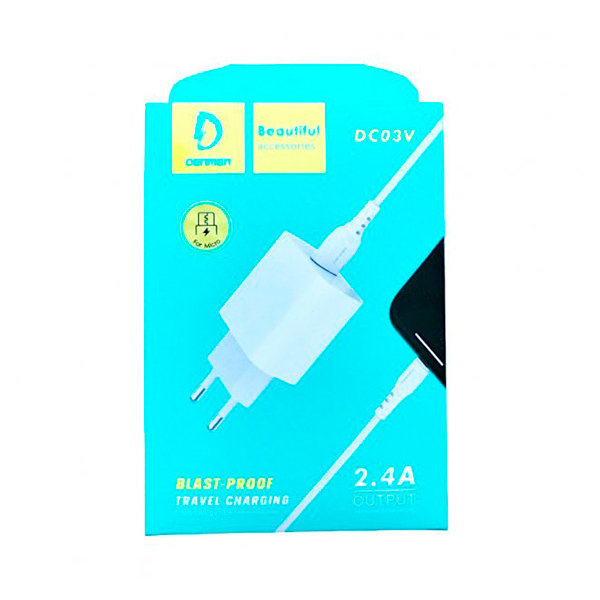 СЗУ Denmen DC03V + Micro USB Cable 2.4A White