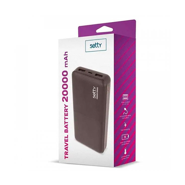 Зовнішній акумулятор Setty (20000mAh) Black + USB-лампа XO Y1