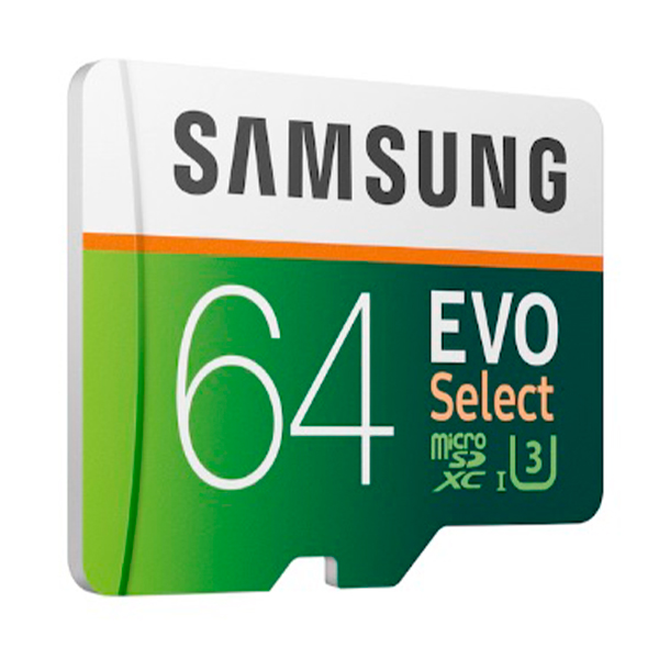 Карта памяти Samsung 64 GB microSDXC Class 10 EVO Select U3 + SD-adapter MB-ME64GA