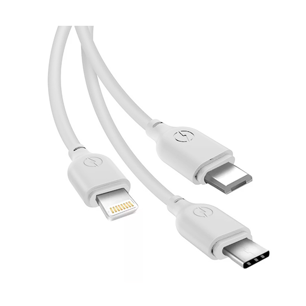 Кабель XO NB103 3in1 Lightning+Micro USB+Type-C 1m 2.4A White