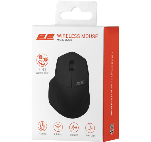 Безпровідна мишка 2E MF280 Silent WL BT Black (2E-MF280WBK)
