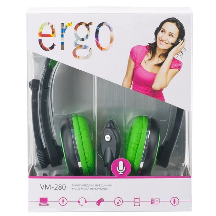 Компьютерная гарнитура ERGO VM-280 Green