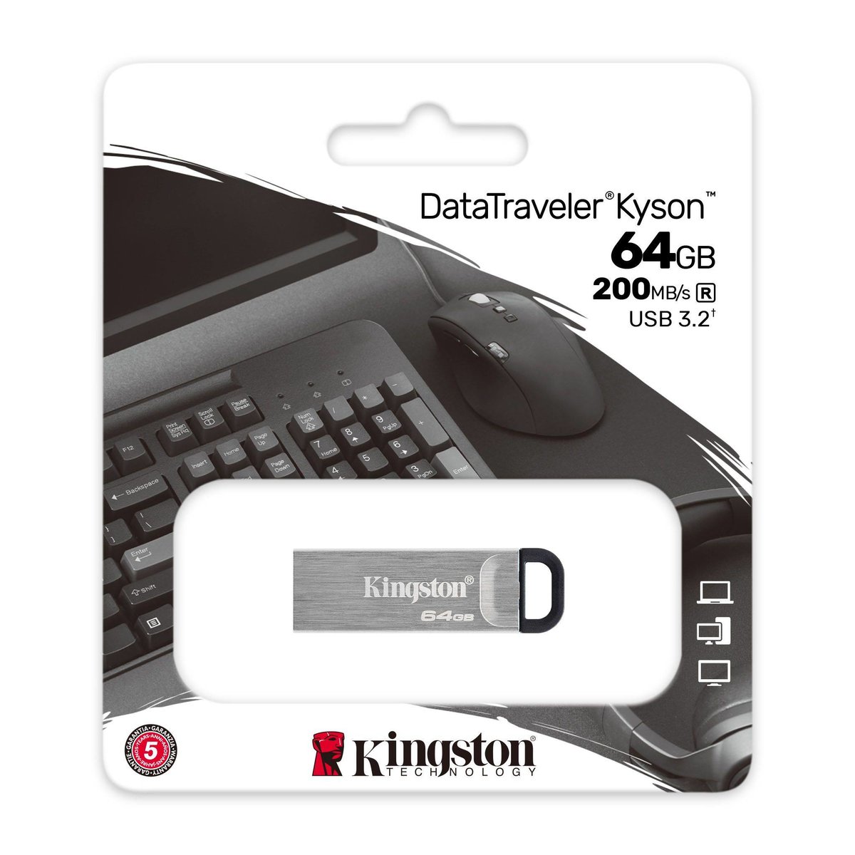 Флеш-накопичувач Kingston USB 3.2 DT Kyson 64GB Silver/Black
