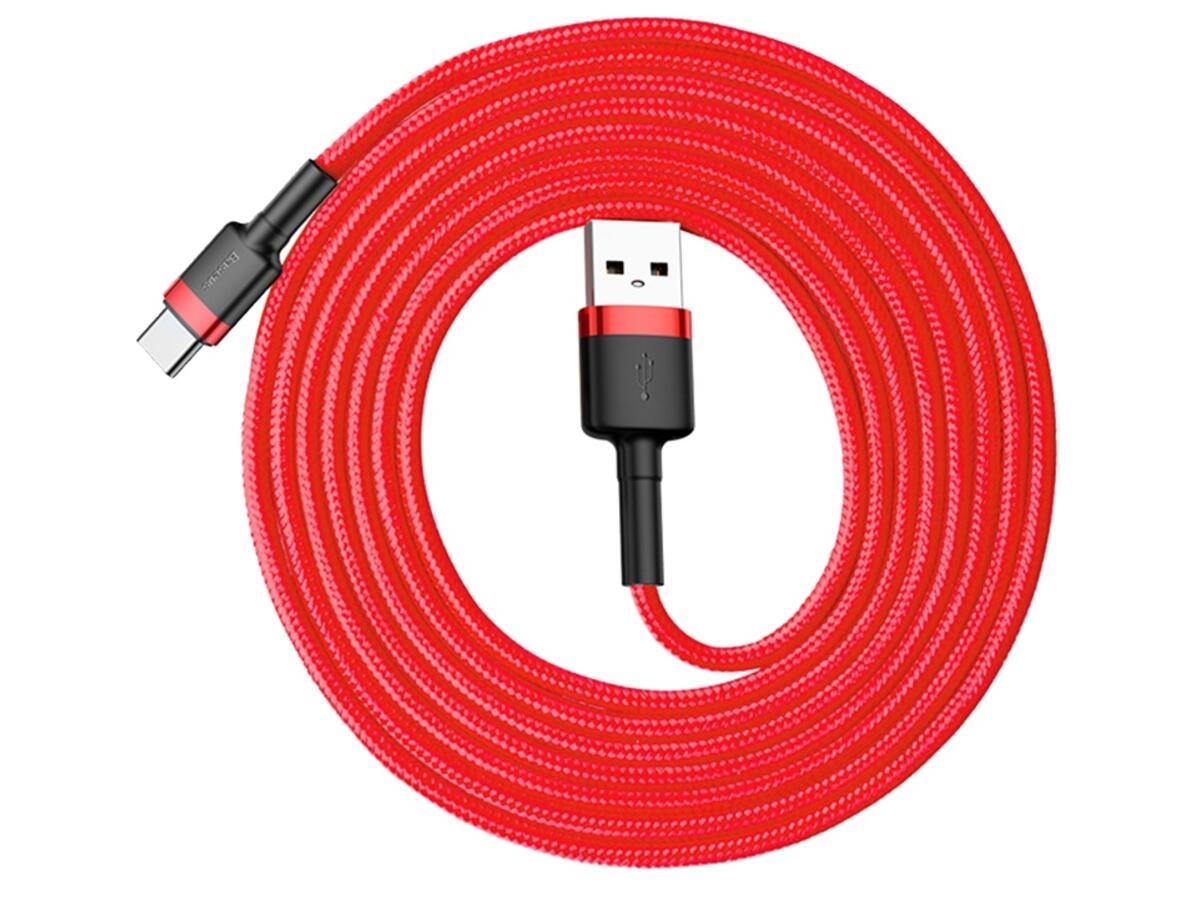 Кабель Baseus Cafule Cable USB Type-C 3A 0.5m Red/Red (CATKLF-A09)