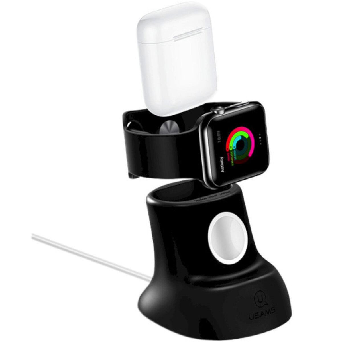Бездротовий зарядний пристрій Usams US-ZJ051 2IN1 Silicon Charging Holder For Apple Watch And AirPods