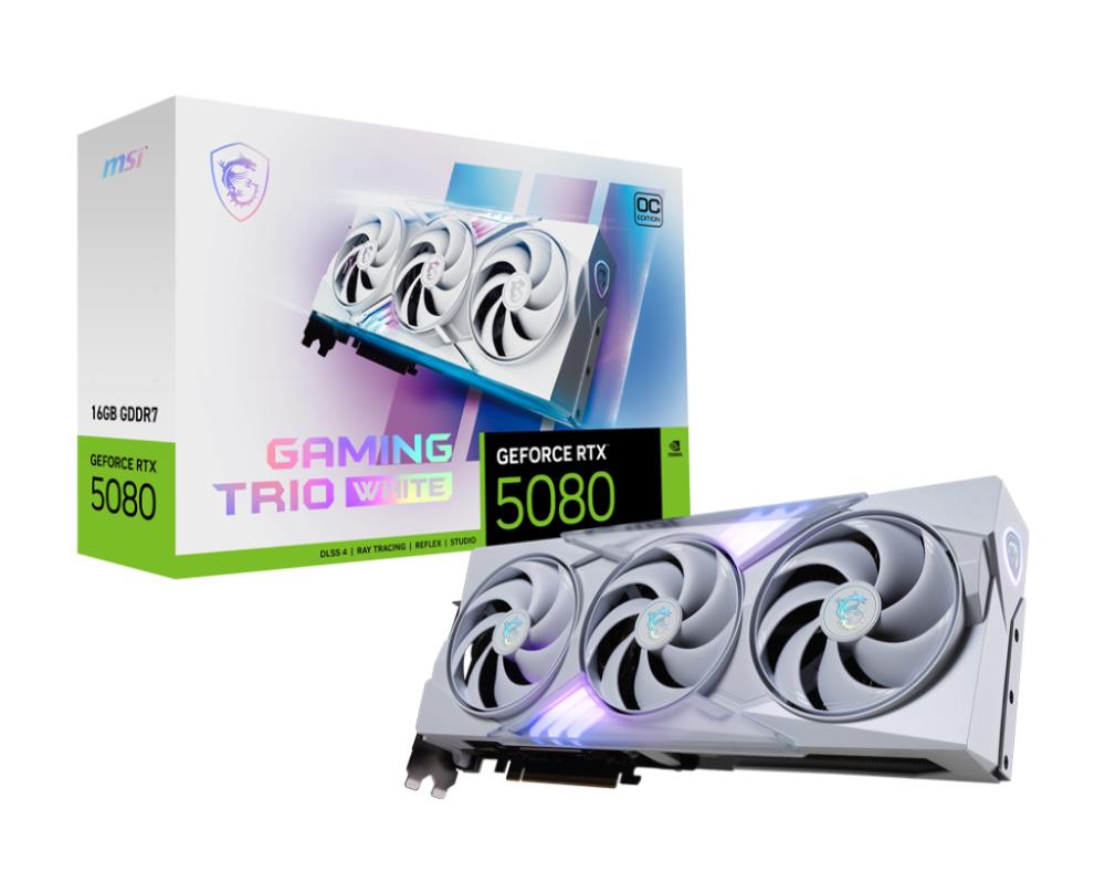 Відеокарта PCIE16 RTX5080 16GB GDDR7 5080 16G GAM TRIO OC WHITE MSI