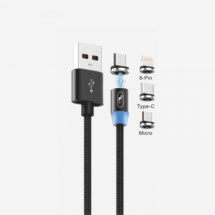 Кабель SkyDolphin S59KIT Magnetic Lightning/Micro USB/USB Type-C 2.4A 1m Black (USB-000547)