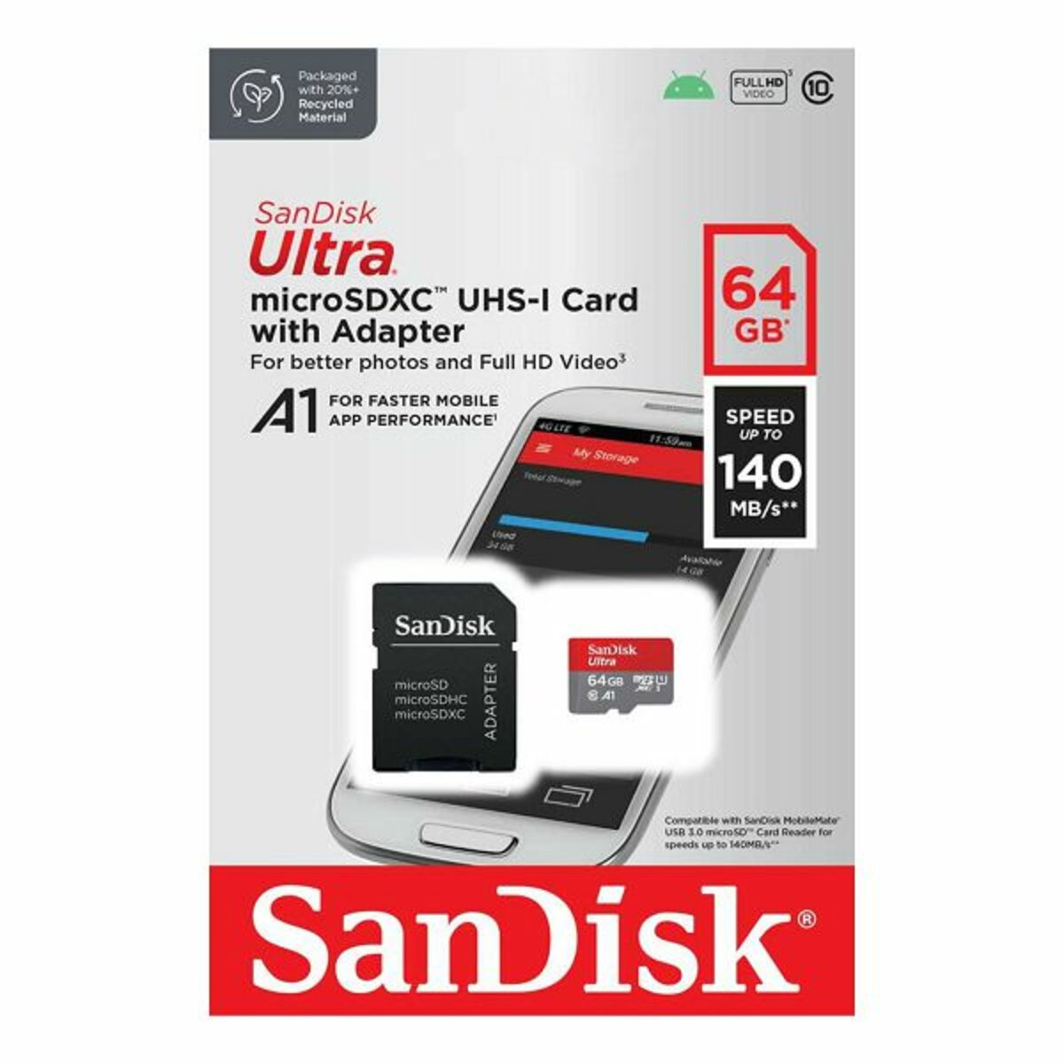 Карта пам’яті MICRO SDXC 64GB UHS-I W/A SDSQUAB-064G-GN6MA SANDISK