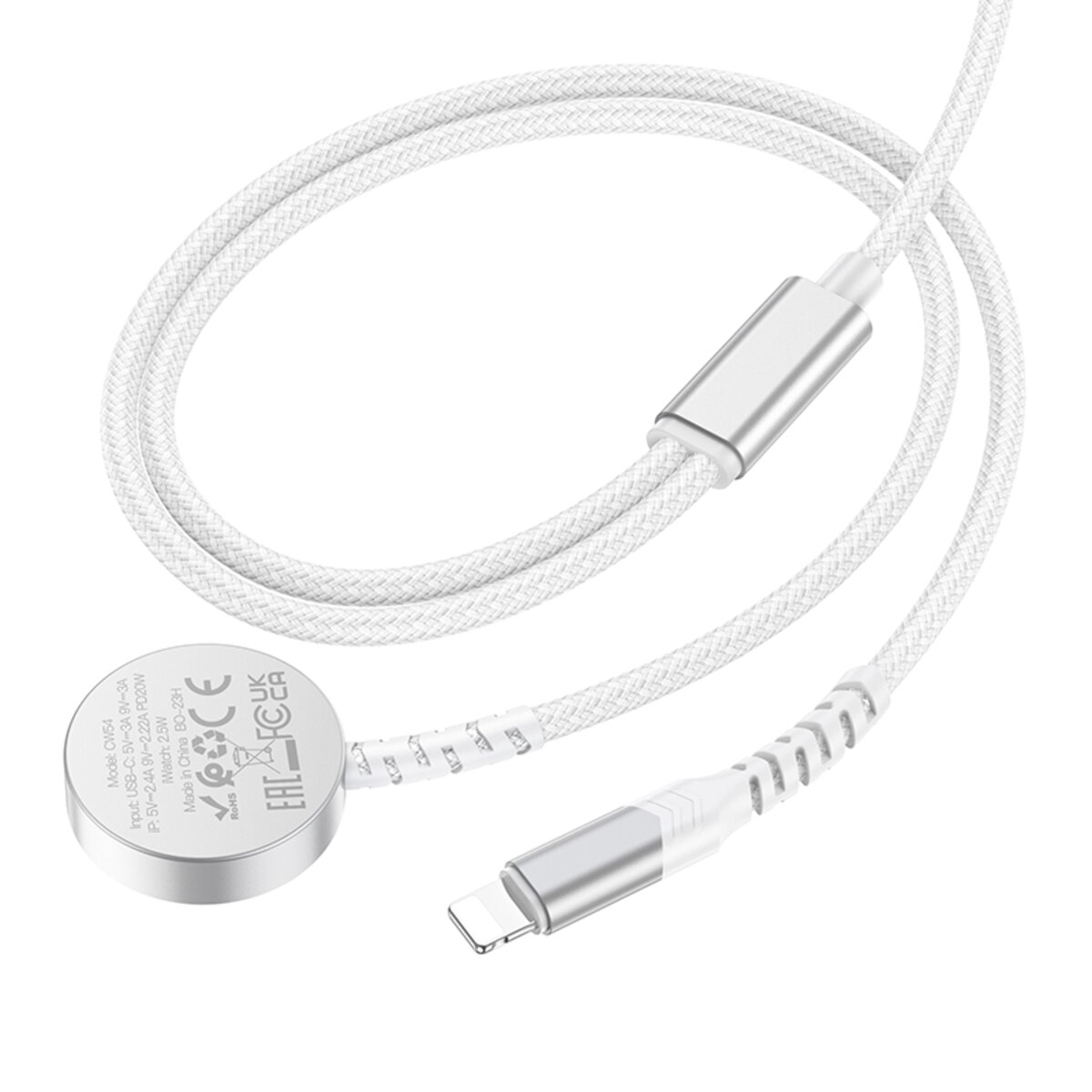 Бездротовий зарядний пристрій HOCO CW54 2-in-1 charging cable iP+iWatch White