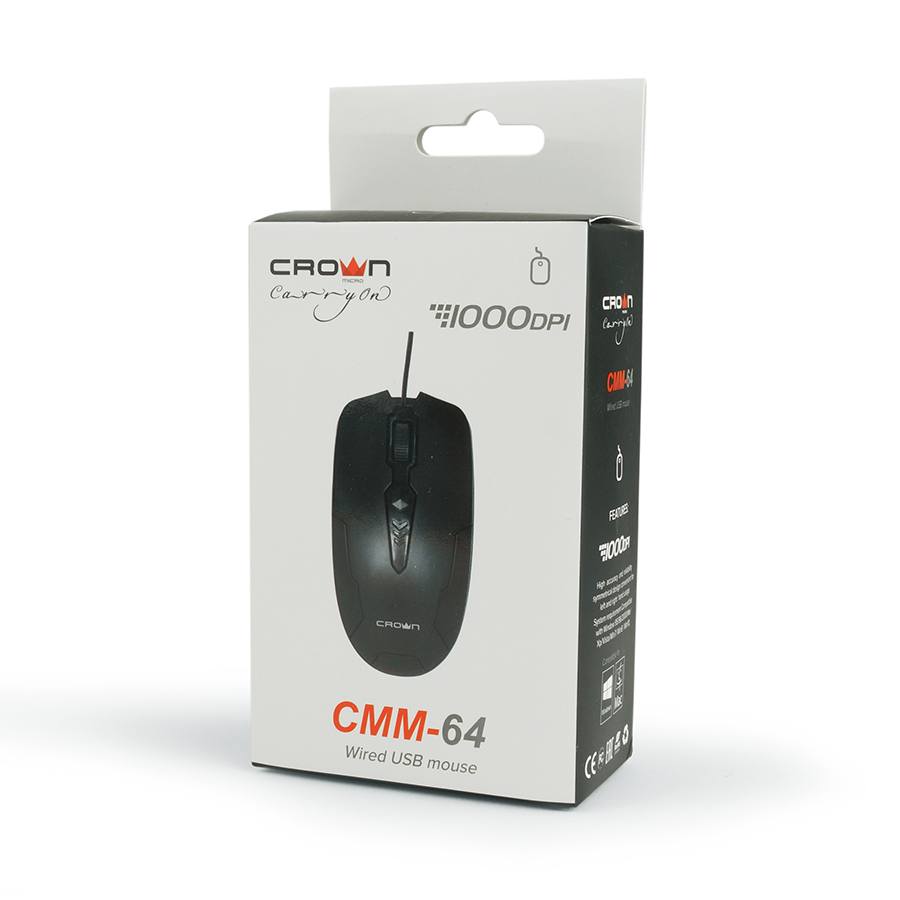 Проводная мышь Crown CMM-64 Black USB