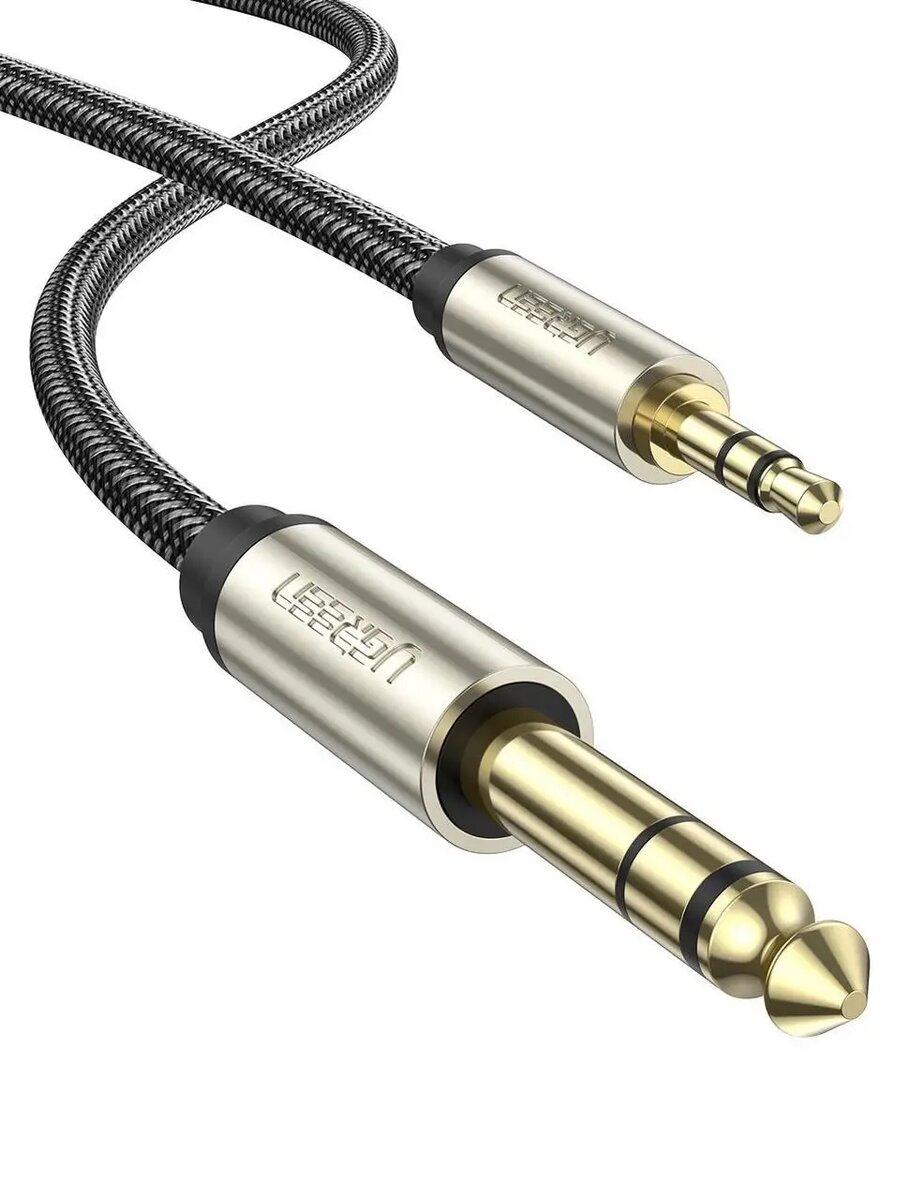 Аудіо кабель UGREEN AV127 3.5mm to 6.35mm TRS Stereo Audio Cable 2m (Gray)(UGR-10628)