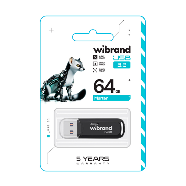 Флешка Wibrand 64Gb Marten Black USB 3.2 (WI3.2/MA64P10B)