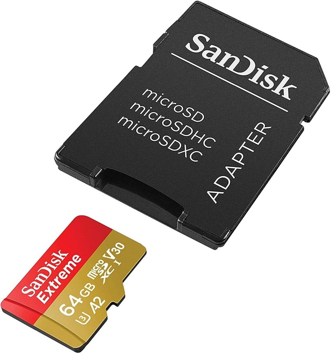 Карта пам'яті microSDXC (UHS-1 U3) SanDisk Extreme A2 64Gb class 10 V30 (R170MB/s,W80MB/s) (adapter SD)