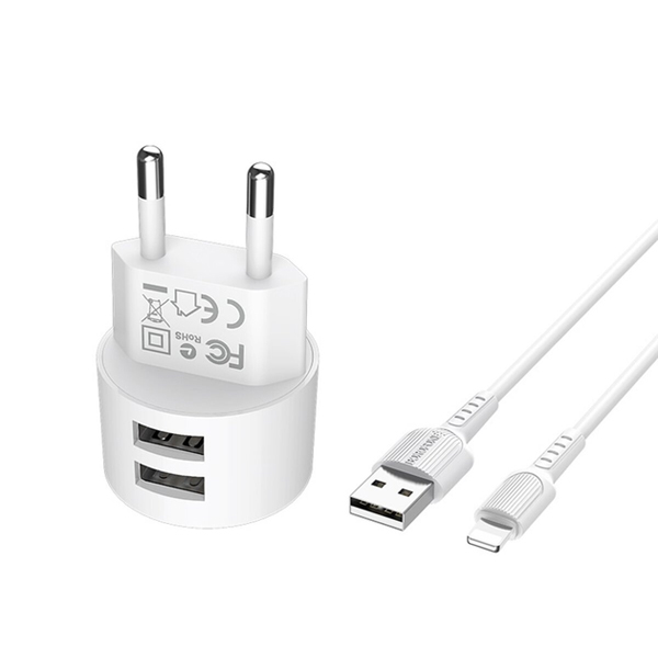 МЗП Borofone BA23A Brilliant Dual Port + Lightning White (BA23ALW)