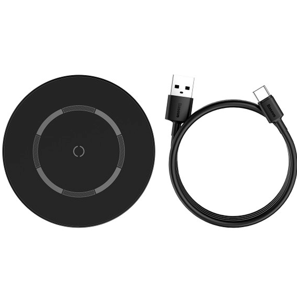 Бездротовий зарядний пристрій Baseus Simple Mini Magnetic Wireless Charger Black (WXJK-F01)