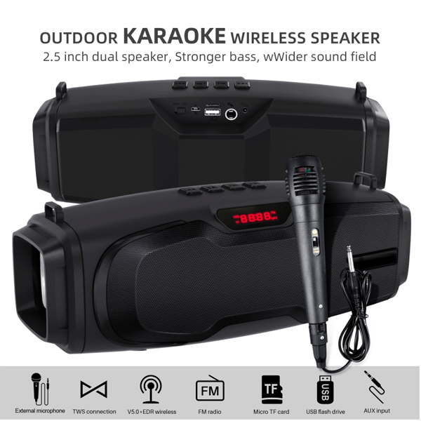 Портативна Bluetooth колонка New Rixing NR6012M + мікрофон Black