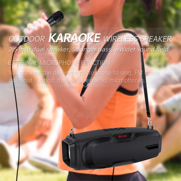 Портативна Bluetooth колонка New Rixing NR6012M + мікрофон Black/Red