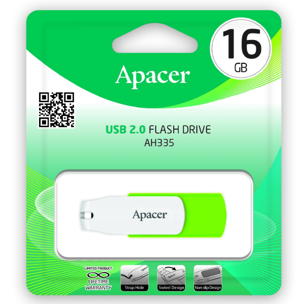 Флешка Apacer 16Gb AH335 Green USB 2.0