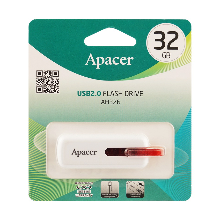 Флешка Apacer 32 GB AH326 White (AP32GAH326W-1)