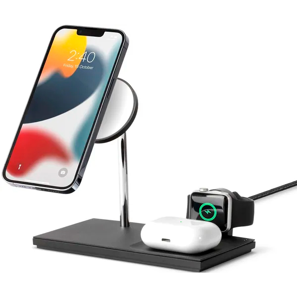 Бездротовий зарядний пристрій Native Union Wireless Charger Base Station Snap 3-in-1 Black (SNAP-3IN1-BLK-EU)