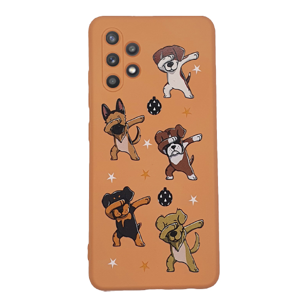 Чехол Original Soft Touch Case for Samsung A32-2021/A325 Orange Dogs with Camera Lens