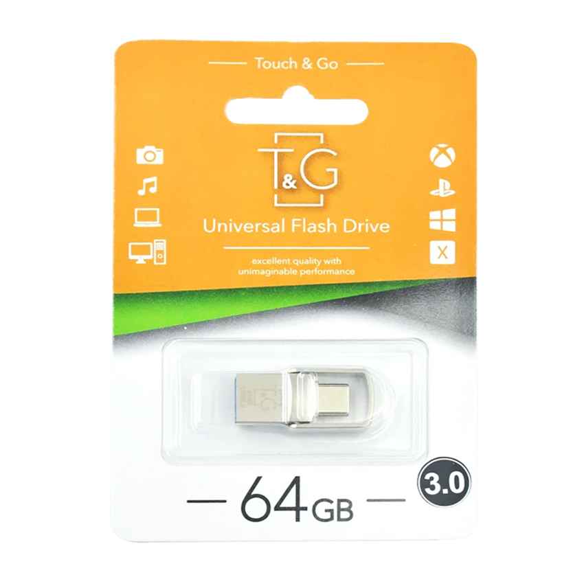 Флешка T&G 64GB Metal Series Type-C USB 3.0 Silver (TG104-64G)