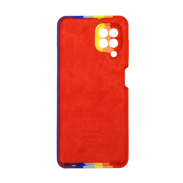 Чехол Silicone Cover Full Rainbow для Samsung A22-2021/M22-2021 Red/Violet with Camera Lens