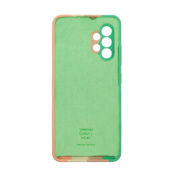 Чехол Silicone Cover Full Rainbow для Samsung A32-2021/A325 Green/Pink with Camera Lens