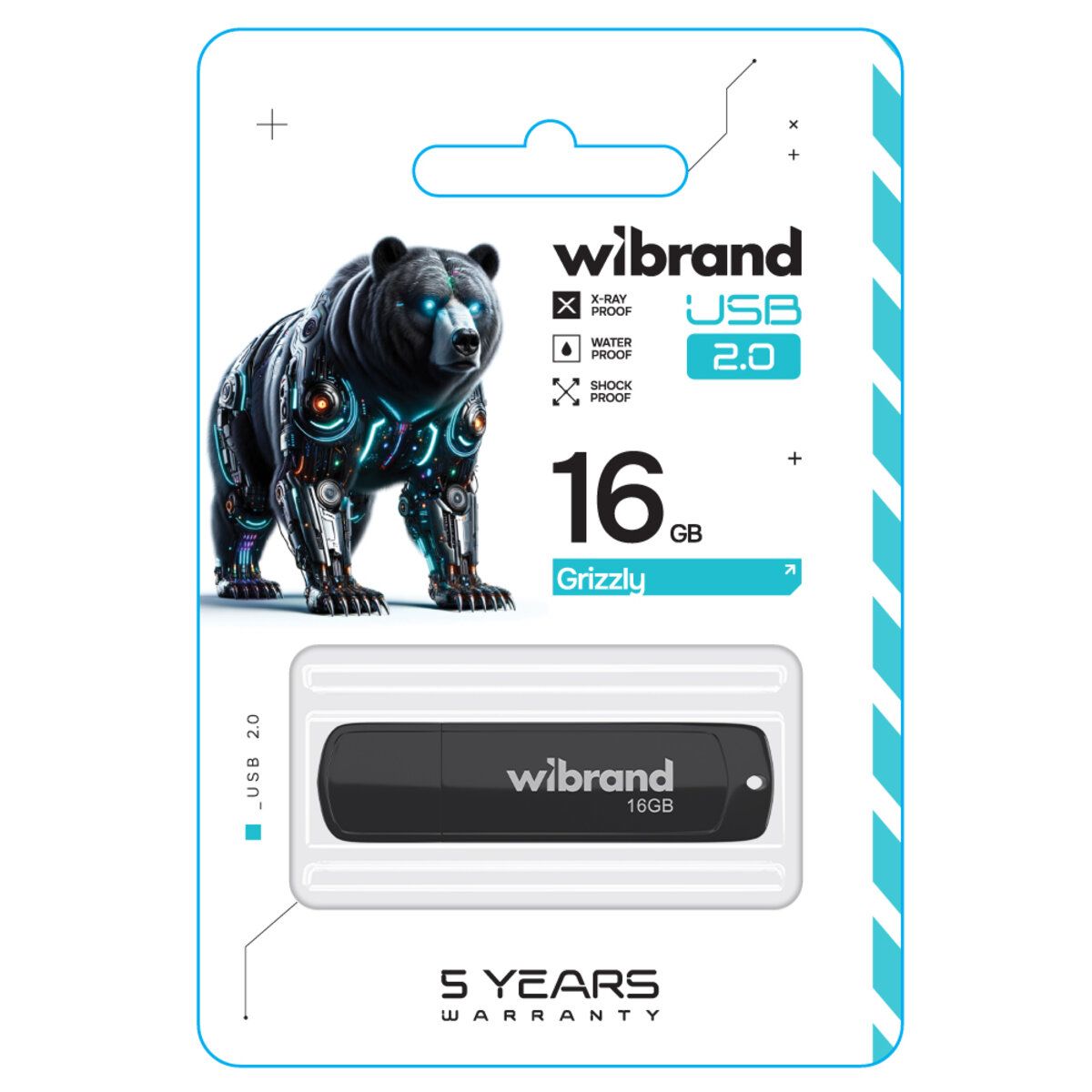 Флешка Wibrand 16GB Grizzly USB 2.0 Black (WI2.0/GR16P3B)