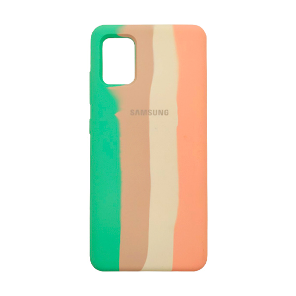 Чохол Silicone Cover Full Rainbow для Samsung A51-2019/A515 Green/Pink