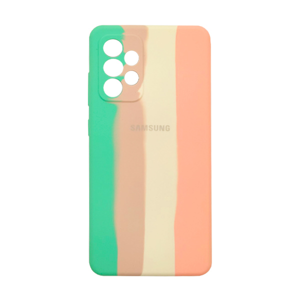 Чохол Silicone Cover Full Rainbow для Samsung A52/A525/A52S 5G/A528B Green/Pink with Camera Lens