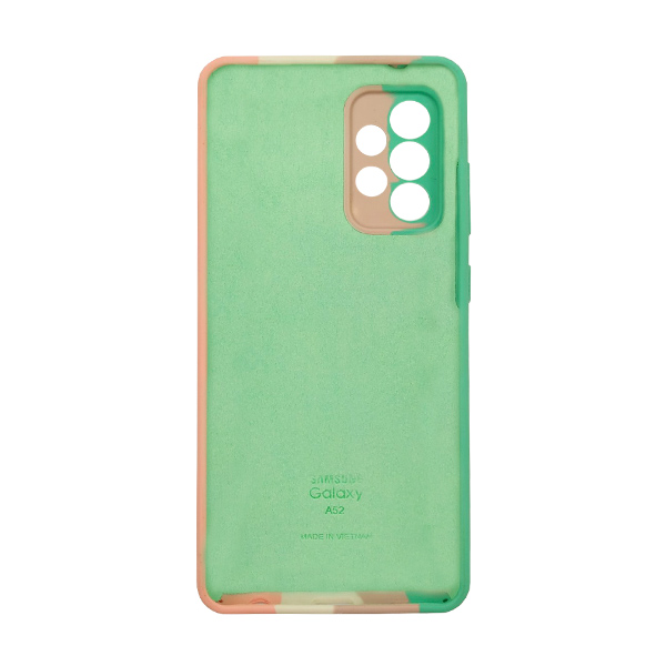 Чохол Silicone Cover Full Rainbow для Samsung A52/A525/A52S 5G/A528B Green/Pink with Camera Lens