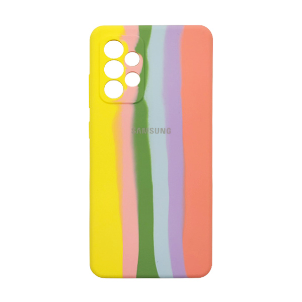 Чохол Silicone Cover Full Rainbow для Samsung A52/A525/A52S 5G/A528B Yellow/Pink with Camera Lens